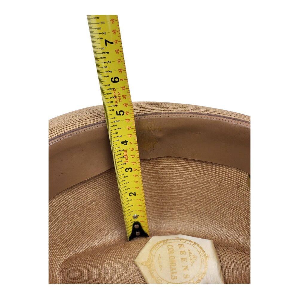 Vintage 1960s Mid Century MCM Hat Taupe W Striped Band sz 7 Keen's Colonials - Picture 8 of 11
